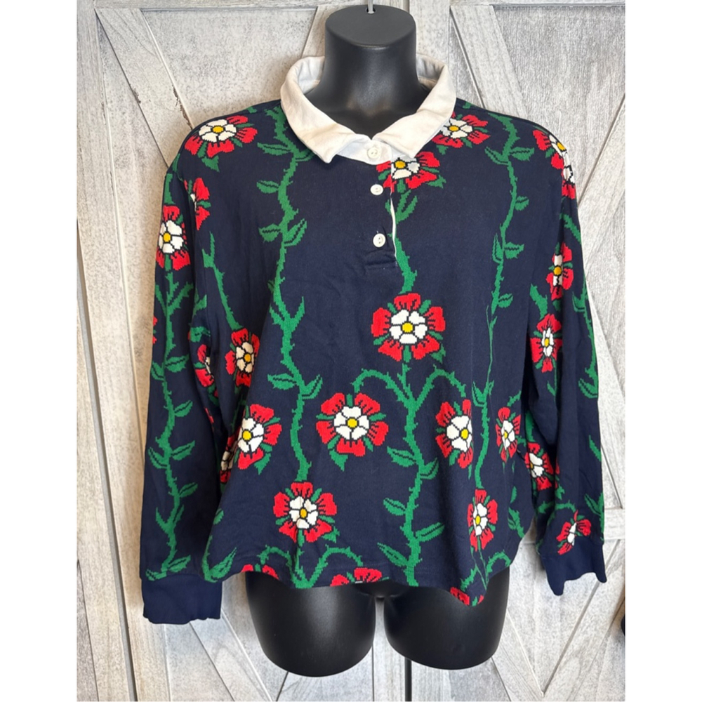 Women's Rowing Blazers x Target Long Sleeve Tee 4X Navy Red Floral - Picture 2 of 8